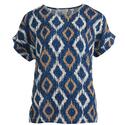 Enjoy Womenswear 472879/195 Indigo Print top korte mouw