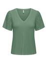 Only 15322932/Hedge Green Rose SS v-neck top