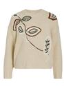 Vila 14098817/Birch Scarab Brida o-neck LS embroidery top