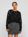 Vila 14102482/Black Beauty Siquin o-neck LS sequin top