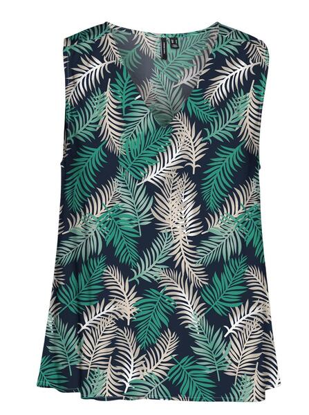 Vero Moda 10301759/Navy Blazer Green Tropical Easy joy SL v-neck top