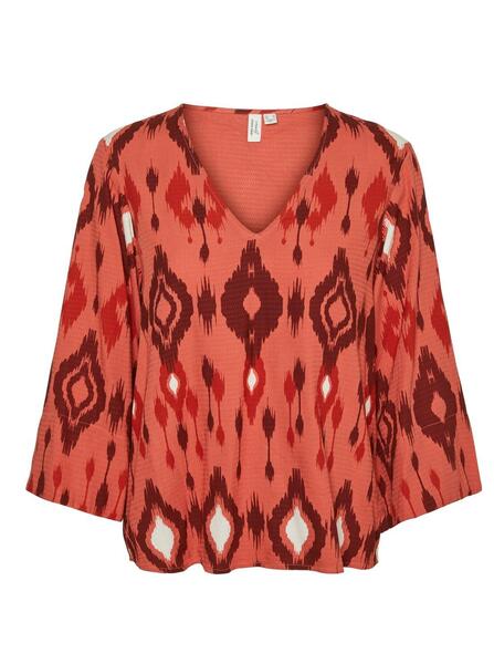 Vero Moda 10312667/Burnt Sienna Mille Mille 3/4 v-neck top