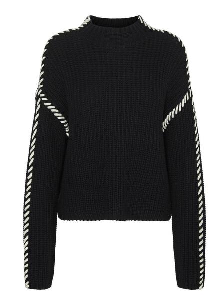 Vero Moda 10313514/Black/Birch Newcream LS funnelneck pull