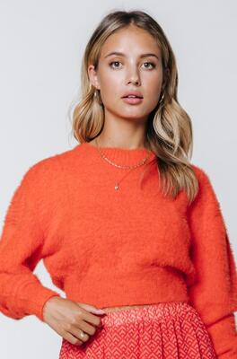 Colourful Rebel WK114169/703 Bright Orange Whitney Cropped Knitted Sweat