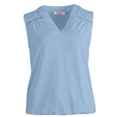 Enjoy Womenswear 183508/111 Licht blauw Singlet met boord crochetdetai