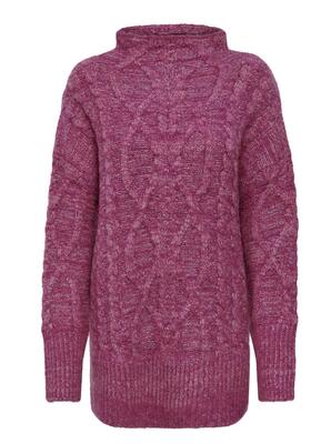 Only 15259654/Festival Fuchsia Sage LS stand neck pullover