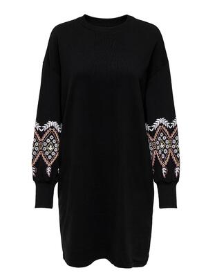 Only 15281818/Black Ethnic Brooke LS short dress flower