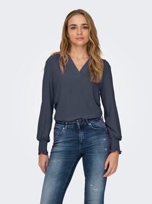 Only 15284309/Ombre Blue Mette v-neck LS smock top NOOS