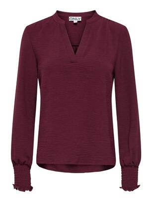 Only 15284309/Tawny Port Mette v-neck LS smock top NOOS