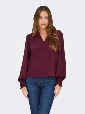 Only 15284309/Tawny Port Mette v-neck LS smock top NOOS