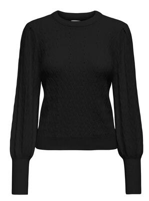 Only 15294087/Black Katia LS struc puff o-neck