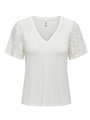 Only 15322932/Cloud Dancer Rose SS v-neck top