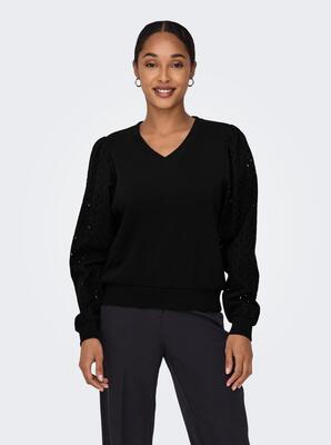 Only 15330983/Black Donna LS v-neck sweat