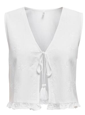 Only 15346503/Bright White Jakiri linen SL emb vest