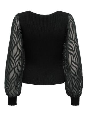 Only 15350562/Black Julie LS rib mix o-neck