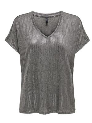 Only 15371246/Dark Grey/Gun Mirinda SS v-neck top