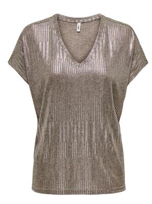 Only 15371246/Humus/Silver Mirinda SS v-neck top