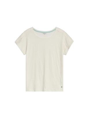 Sandwich 21101999/Cloud Dancer T-shirt met schouderdetail