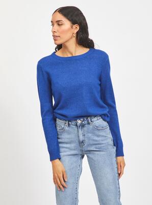 Vila 14054177/Mazarine Blue Ril o-neck LS knit top NOOS