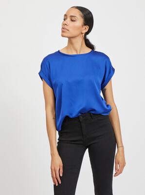 Vila 14059563/Mazarine Blue Ellette SS satin top NOOS