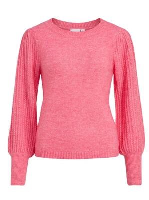 Vila 14076114/Fandango Pink Cleo o-neck LS knit top