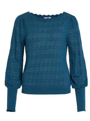 Vila 14087698/Moroccan Blue Vo new LS boatneck knit top