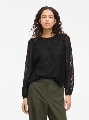 Vila 14107406/Black Beauty Mika o-neck LS top NOOS