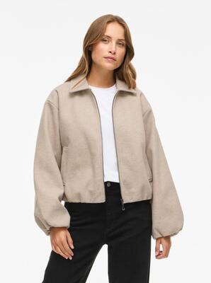 Vila 14107560/Natural Melange Balou LS short jacket