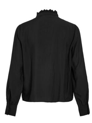 Vila 14110662/Black Beauty Malima LS frill shirt