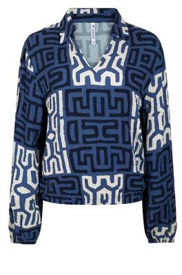 Zoso Isa/0008-0015 Navy blue Fantasy print blouse