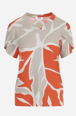 Zoso June/1050-0007 Orange/Sand Print shirt